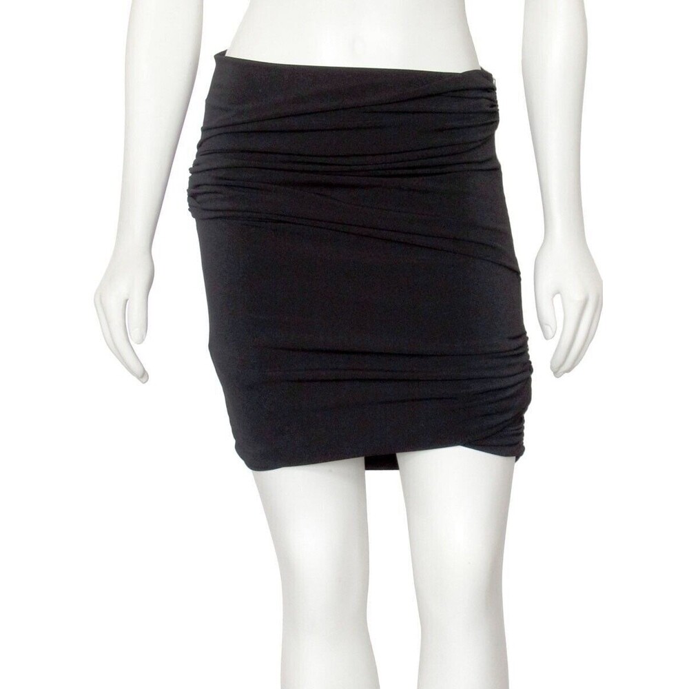 Elizabeth and James Women's Rouched Black  Mini Skirt Black Label Designer XS